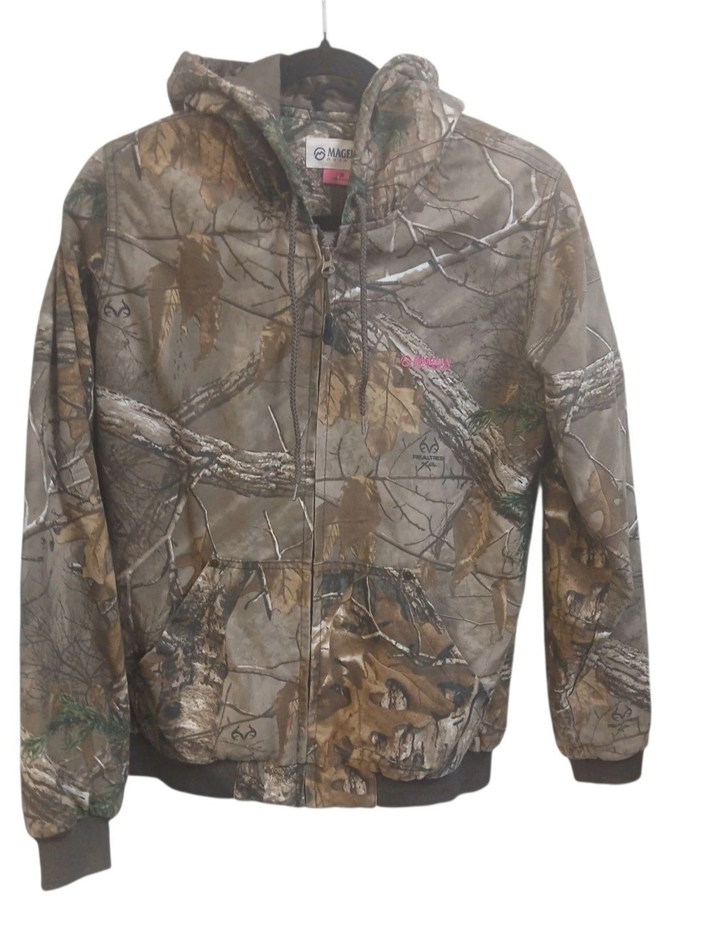 Magellan Outdoors Camo Hooded Zip Up Puffer Jacket - Brown, Green